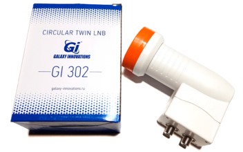 Конвертер  круговой поляризации GI-302 TWIN  К+ 2  на 2 выхода   для Триколор/НТВ-Плюс