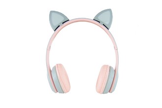 Наушники полноразмерные CAT EAR BK-P47 розово-серые, гарнитура (bluetooth, FM, TF), беспроводные