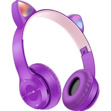 Наушники полноразмерные CAT EAR BK-P47 фиолетовые гарнитура (bluetooth, FM, TF), беспроводные