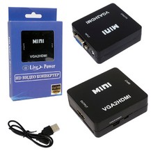 HDMI Переходник Конвертер  VGA - HDMI черный   АДАПТЕР, КОНВЕРТЕР, ПРЕОБРАЗОВАТЕЛЬ,  1080p,   питание от USB