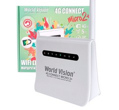 Маршрутизатор WORLD VISION CONNECT Micro 2+ встроенный аккумулятор и 3G/4G/LTE-модем, роутер, 1 LAN UTP, wi-fi, сетевое устройство