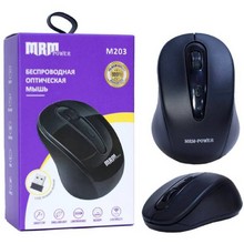 Мышь беспроводная MRM M203 черная, оптическая, USB 2.0, 3 кнопки, 1600 DPI